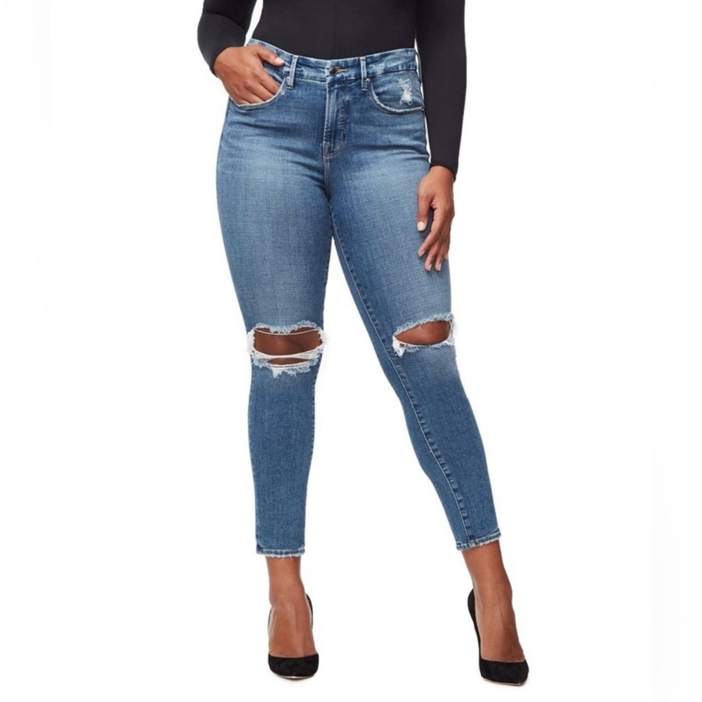 GOOD AMERICAN Curve Dark Distressed  Jeans 16